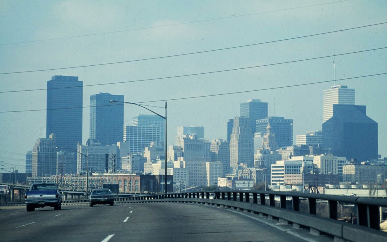 Houston skyline, in the 1970s.