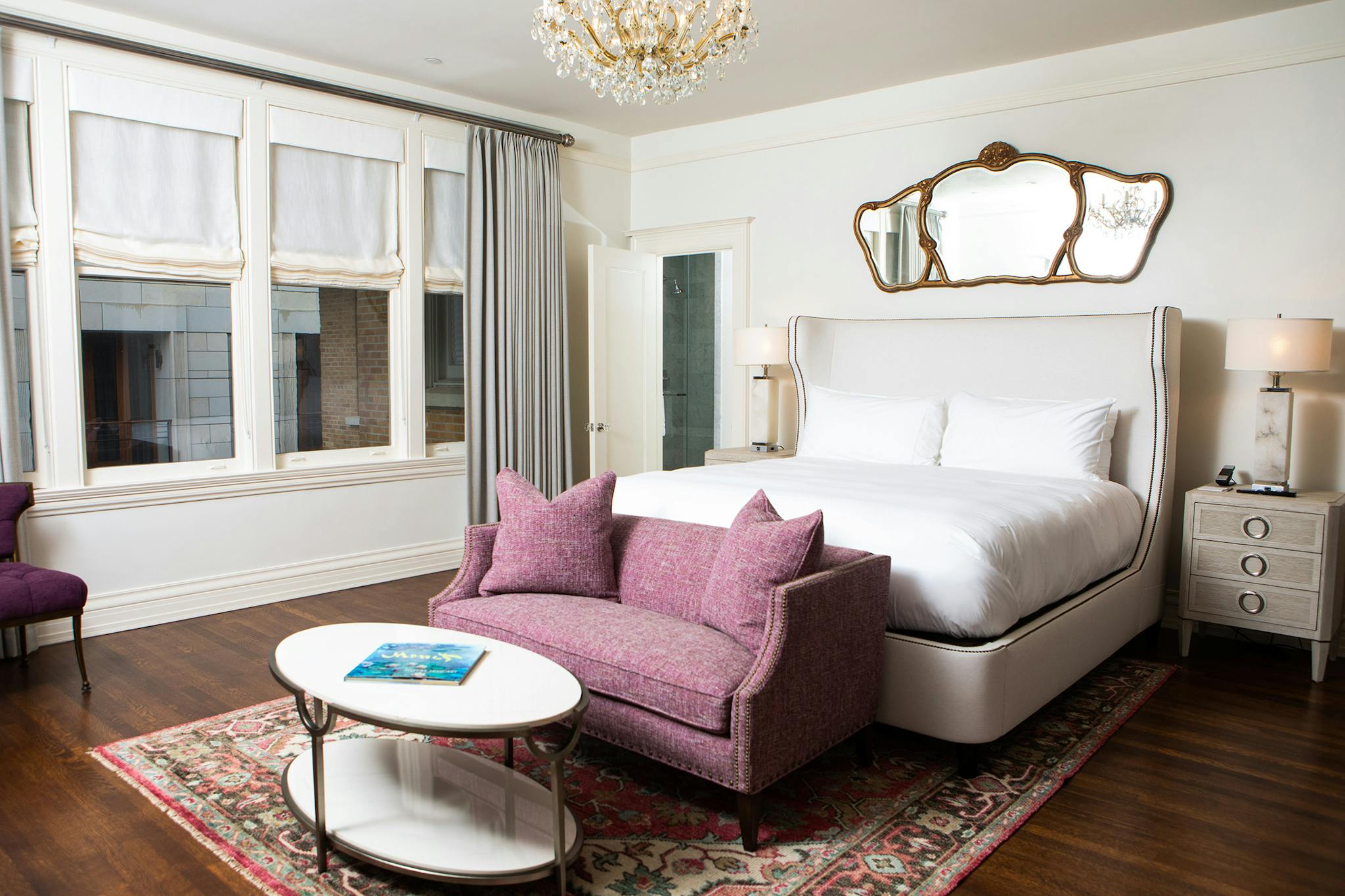 The rooms have been updated with tranquil furnishings accented with playful jewel tones.