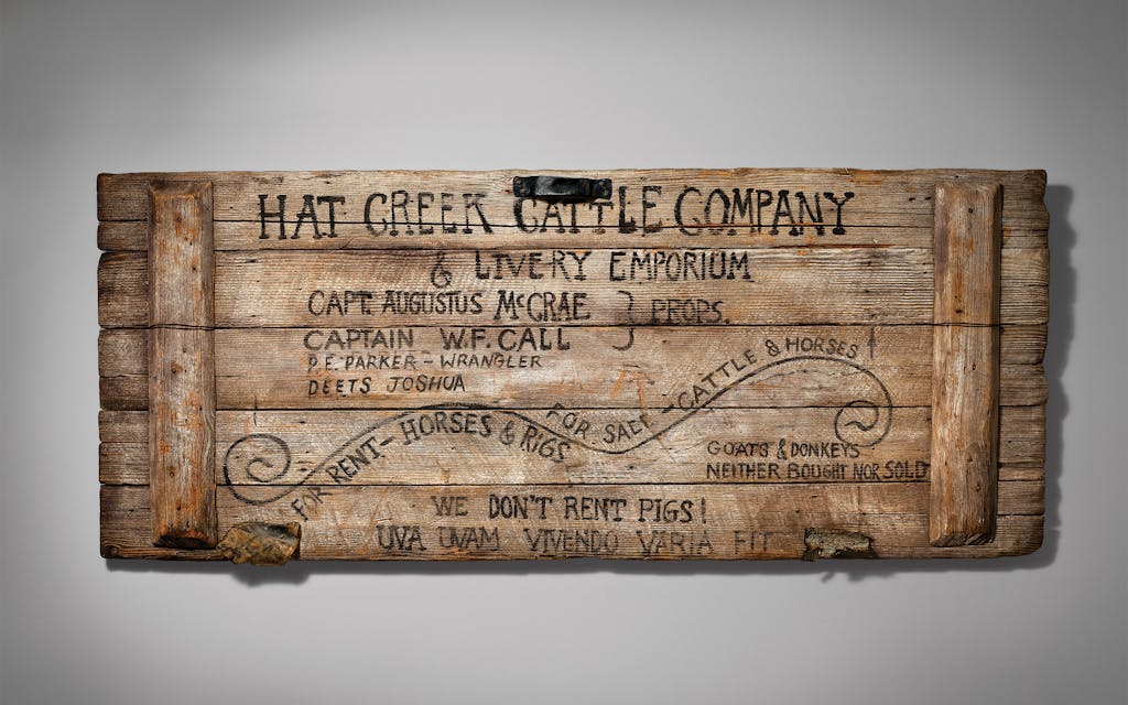 Lonesome Dove Hat Creek Cattle Company sign. 