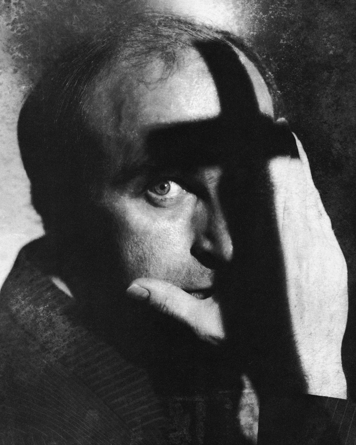 A conceptual photo illustration of a model stand-in for Reverend Walker Railey, with a shadow of a cross obscuring his face.