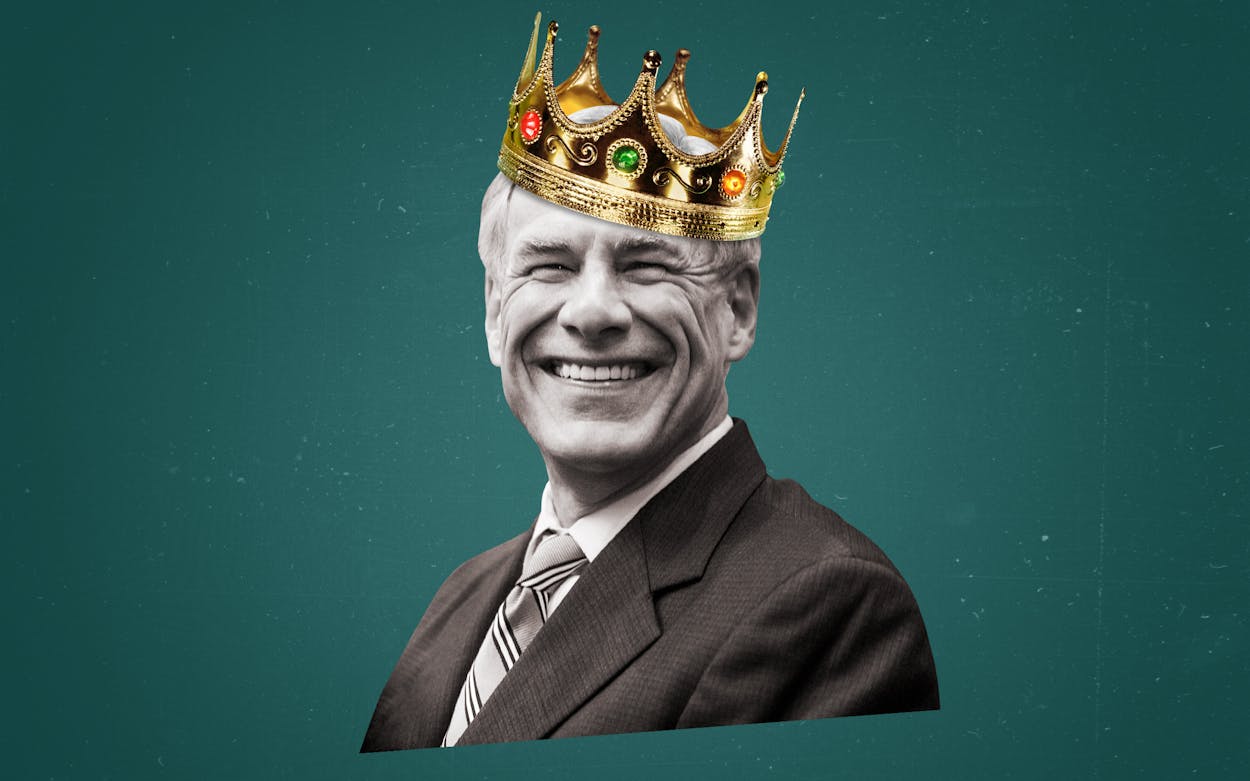 Governor Greg Abbott wearing a crown