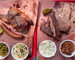 Spread of food from Capital G BBQ