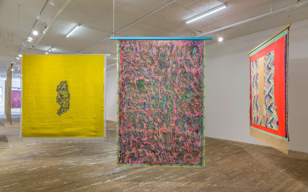 Installation view of Thalweg, at Bridget Donahue Gallery in NYC.