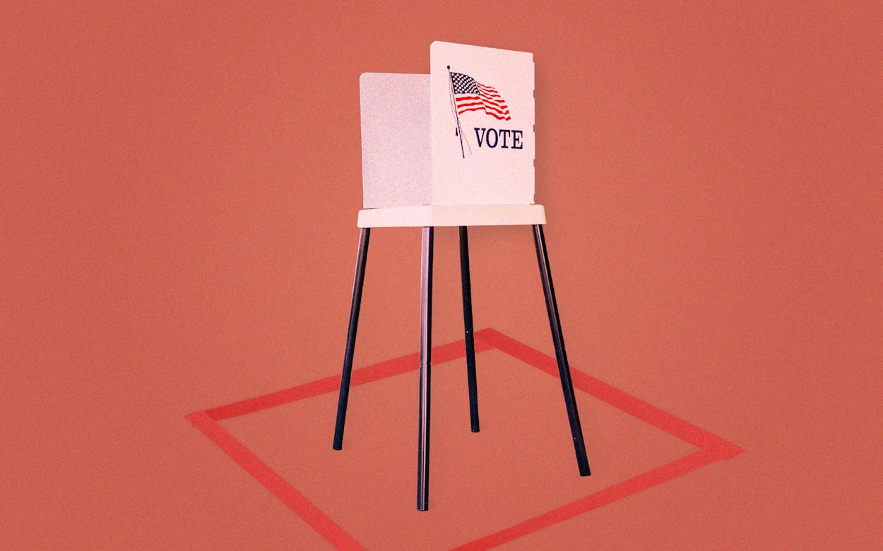 Photo illustration of voting booth