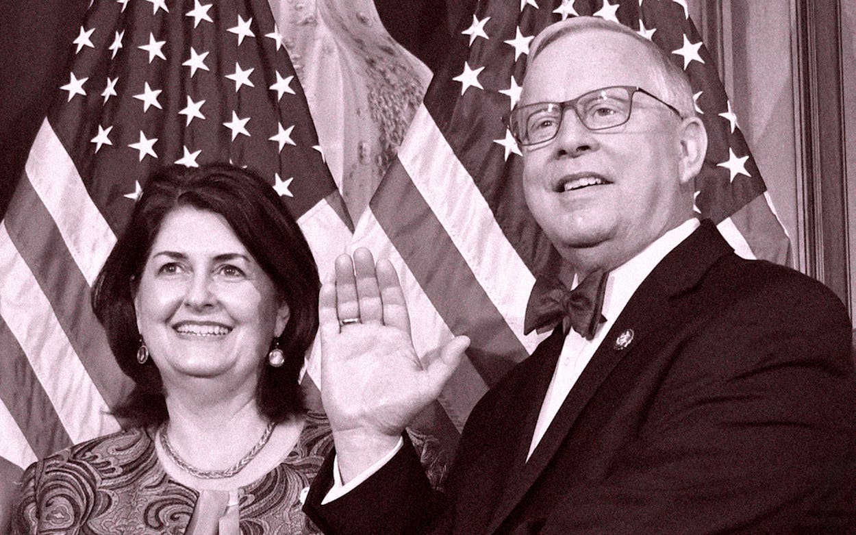 Susan and Ron Wright during a ceremonial swearing-in on January 3, 2019.