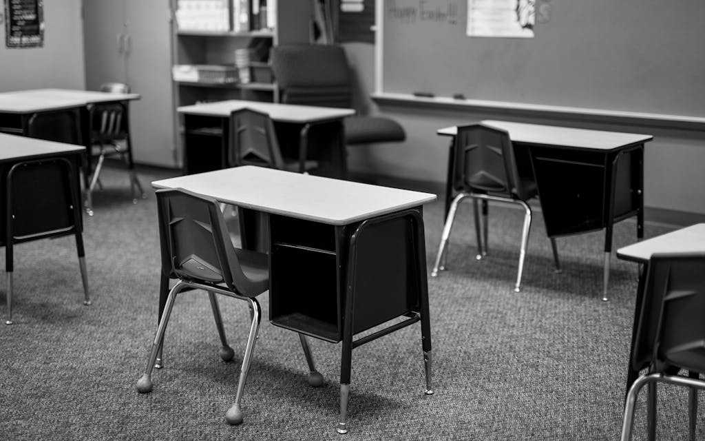 Empty classroom in Jasper, Texas