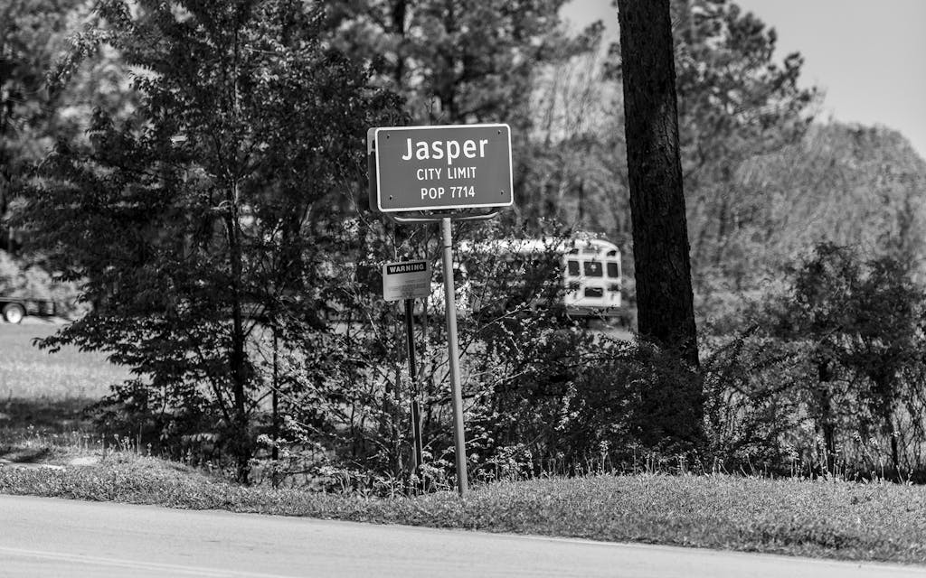 Town sign in Jasper, Texas