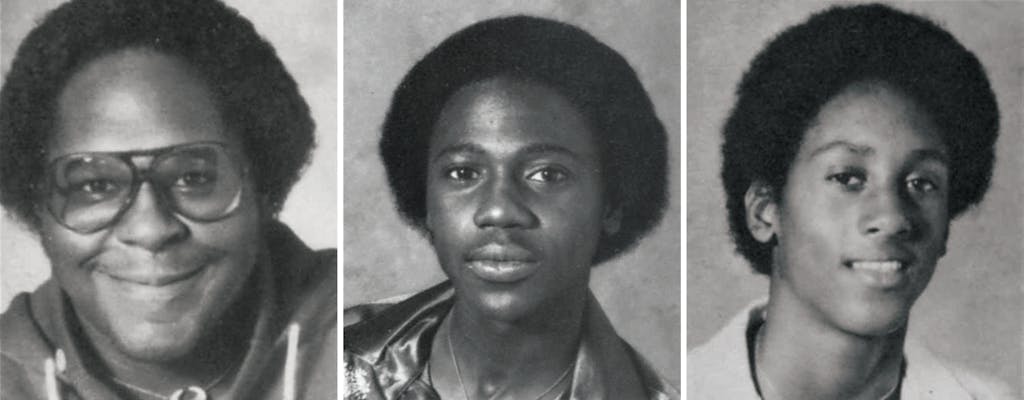 Mexia High School yearbook photos of Anthony Freeman, Carl Baker, and Steve Booker.