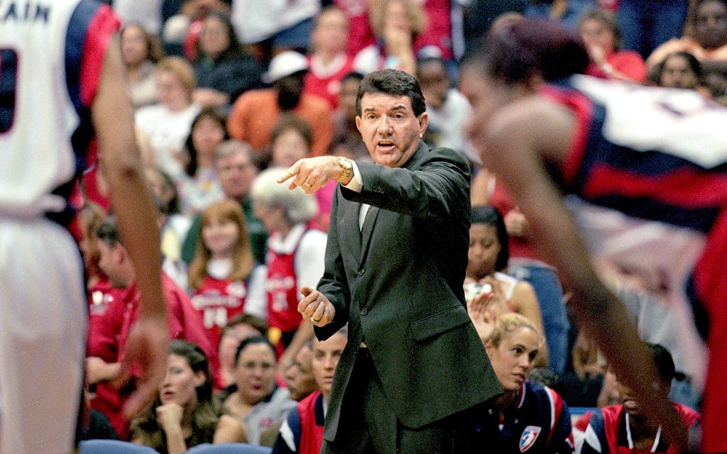 Comets Head Coach Van Chancellor during a WNBA playoff game against the Los Angeles Sparks in Houston on August 17, 2000.