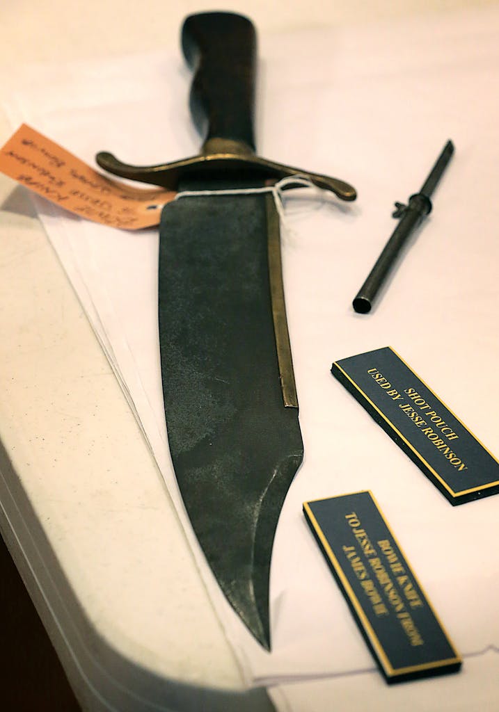 A Bowie knife that Phil Collins donated to the Alamo.
