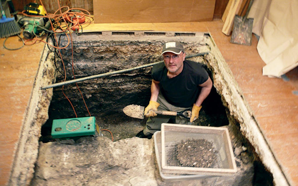 Collins assisting with the dig under the History Shop in early 2008