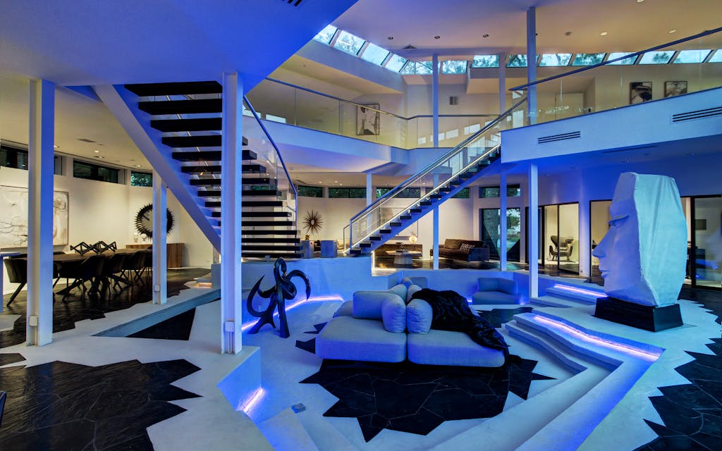 Living room in Houston's "Darth Vader" house.