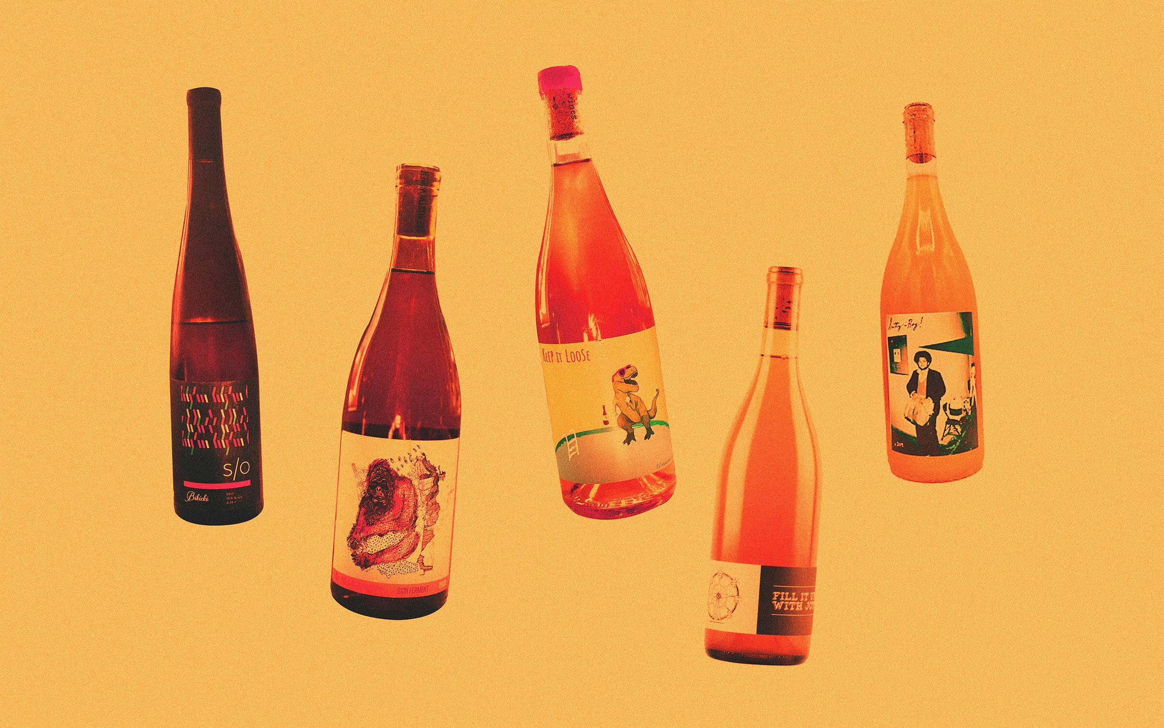 wine bottle labels with orange