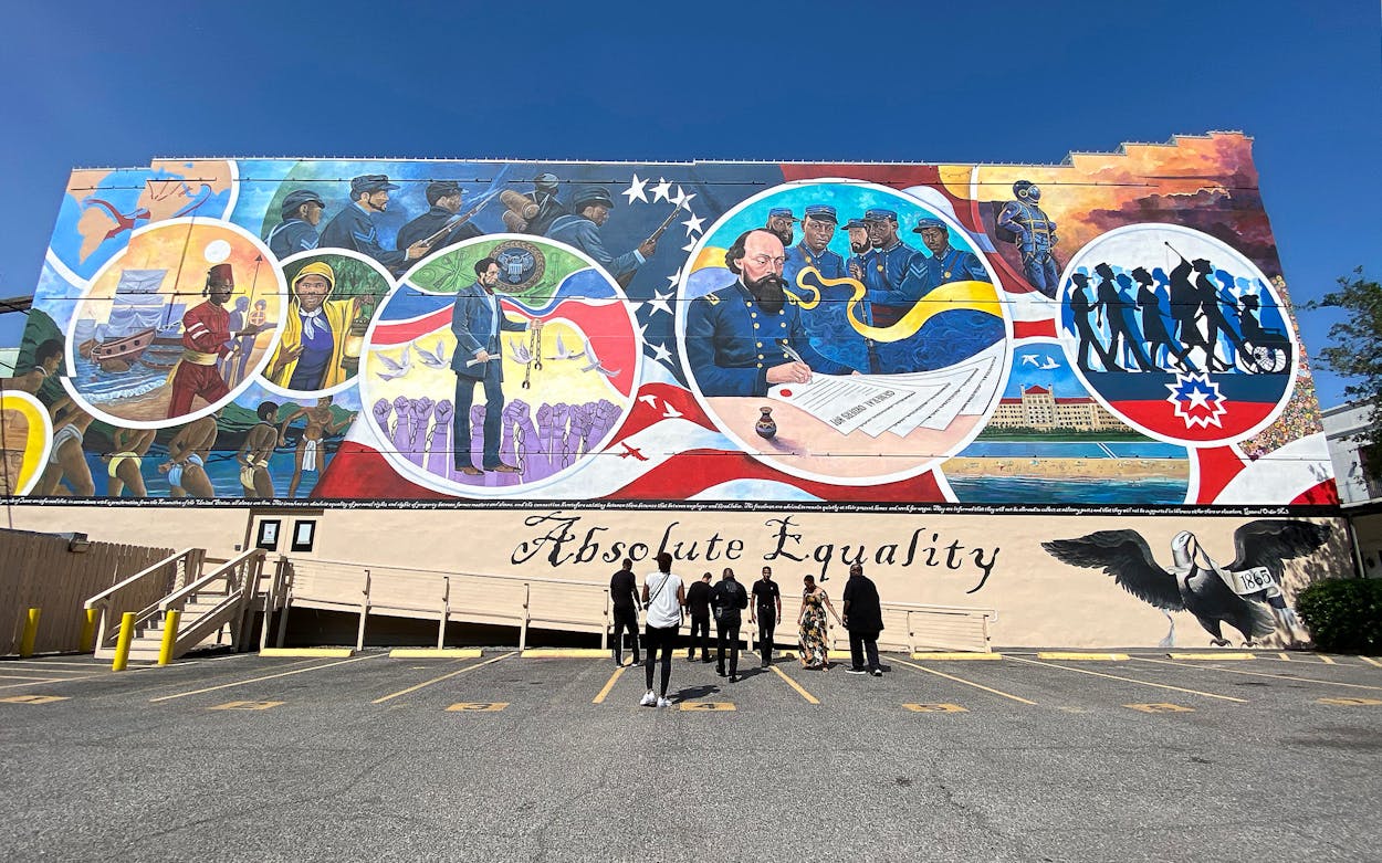 Absolute Equality mural, depicting various important events that led to the abolition of slavery.
