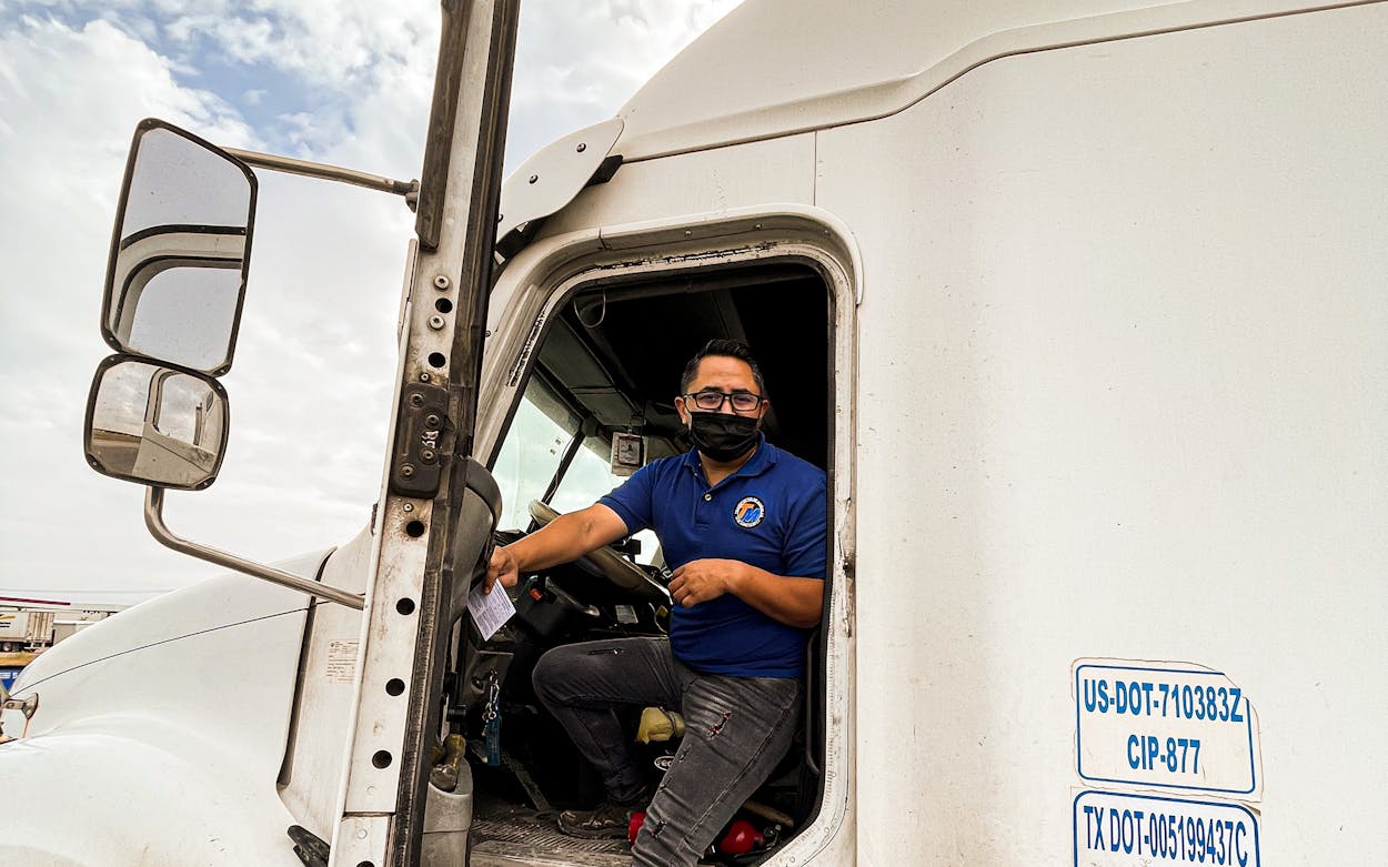 Commercial trucker and Juarez resident Martin Figueroa takes advantage of El Paso's push to vaccinate long haul truckers at the Ysleta–Zaragoza International Bridge.