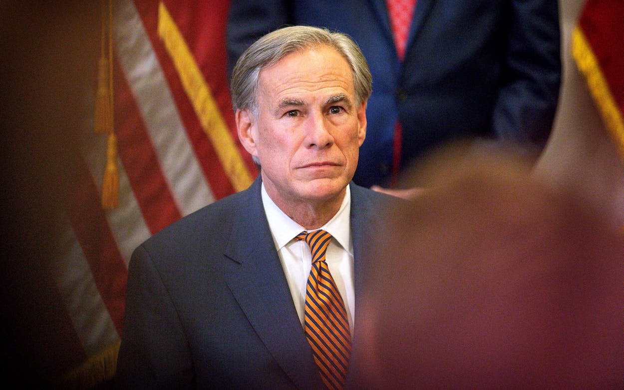 Governor Greg Abbott during a press conference at the Capitol in Austin on June 8, 2021.