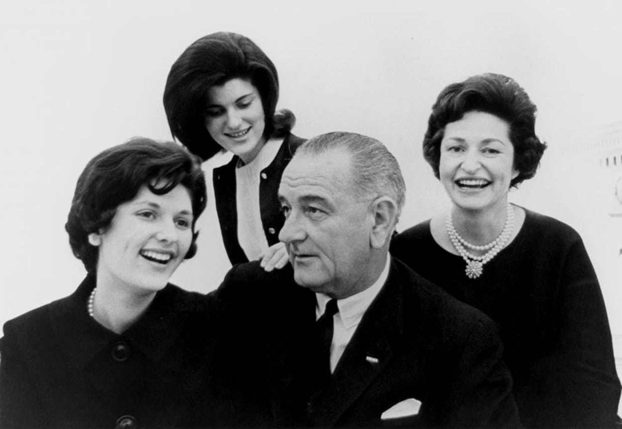 Family portrait with Lynda Bird Johnson, Luci Baines Johnson, November 30, 1963.
