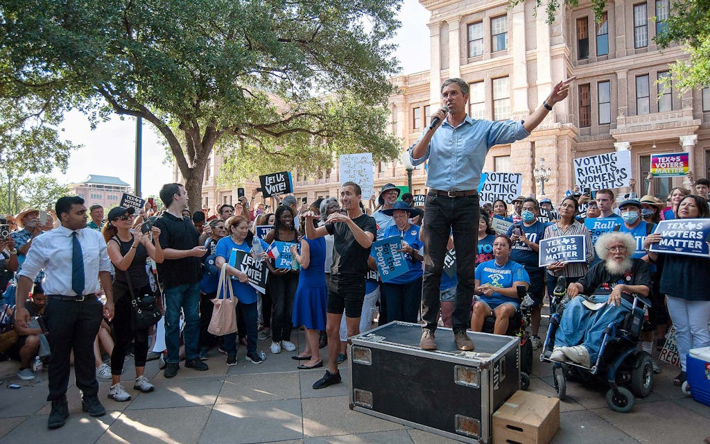 Beto O' Rourke speaking about voting rights at the For The People Rally at the State Capital in Austin on June 20, 2021.