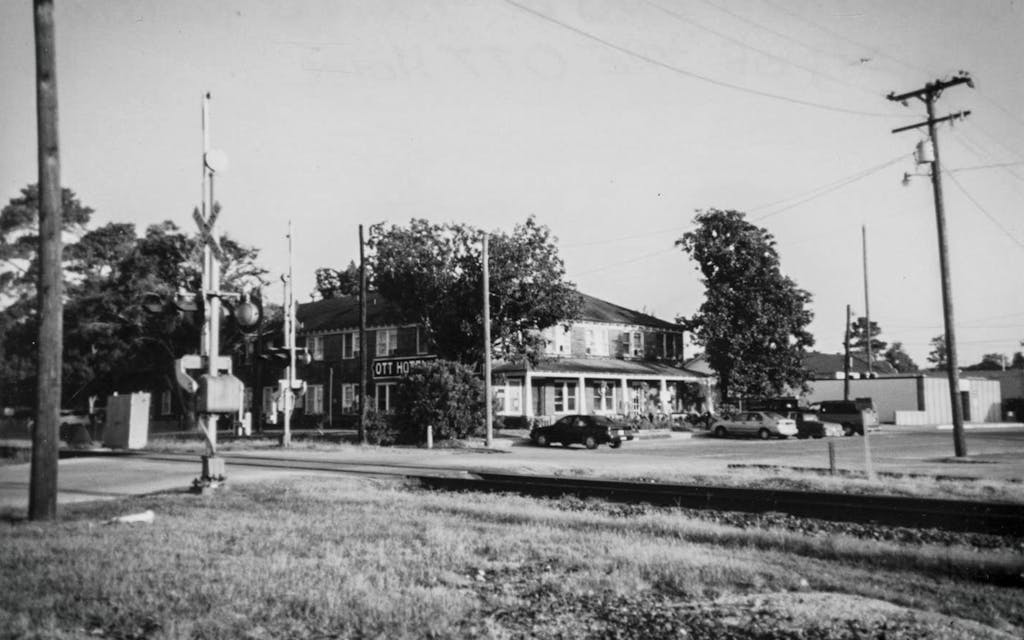 Black and white photo of the Historic Ott Hotel.