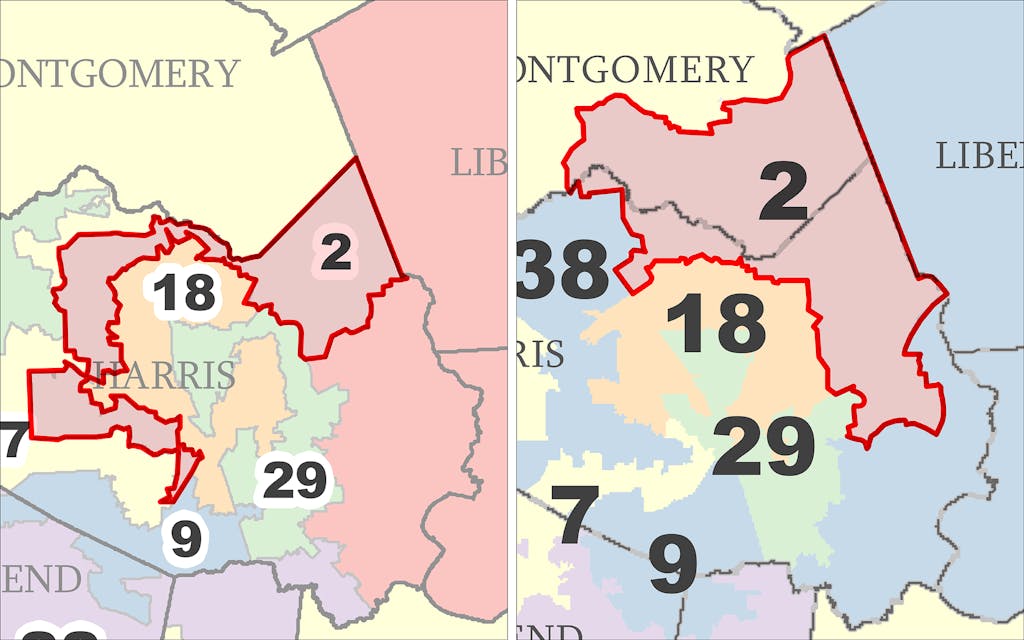 Texas congressional districts map of Northern Houston