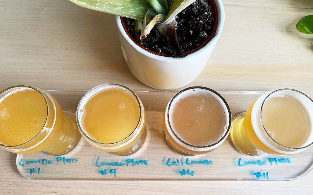 A flight of Combo Plate Beers at Urban South HTX