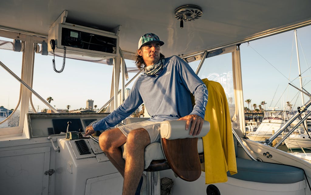 Captain Michael Walker on his charter boat in South Padre Island on June 8, 2021.