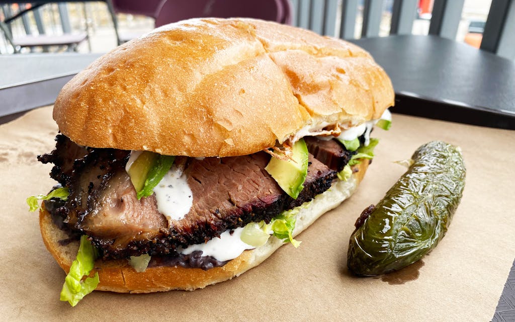 The Brisket Torta at BBQ on the Brazos in Cresson