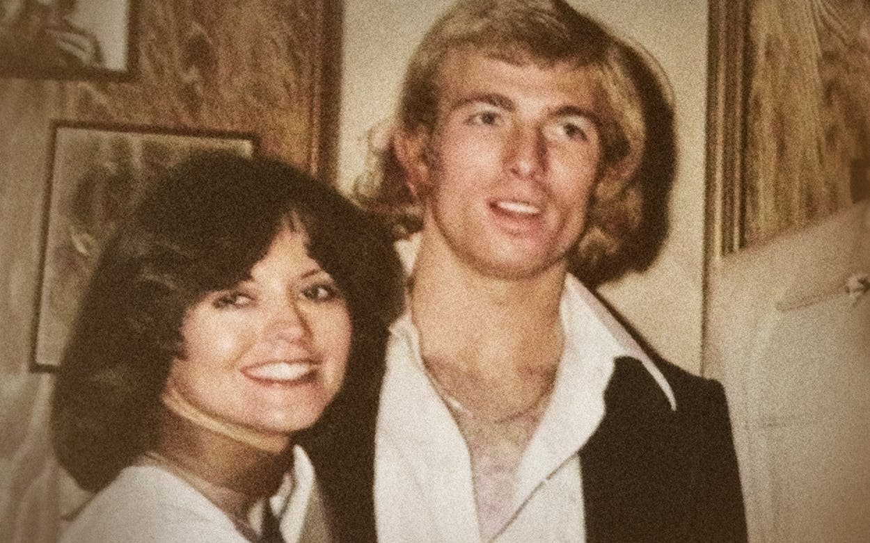 Former Cowboys cheerleader Debbie Kepley, left, with Cowboys player Golden Richards.