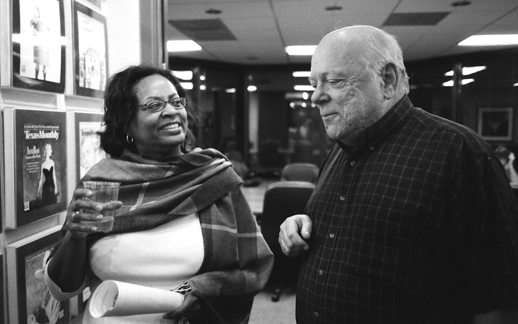 Chester with former longtime TM factchecker Valerie Wright at the late-night TM offices at the Omni on the occasion of his last deadline, which was the October 2006 issue. We had taken a break for a toast.