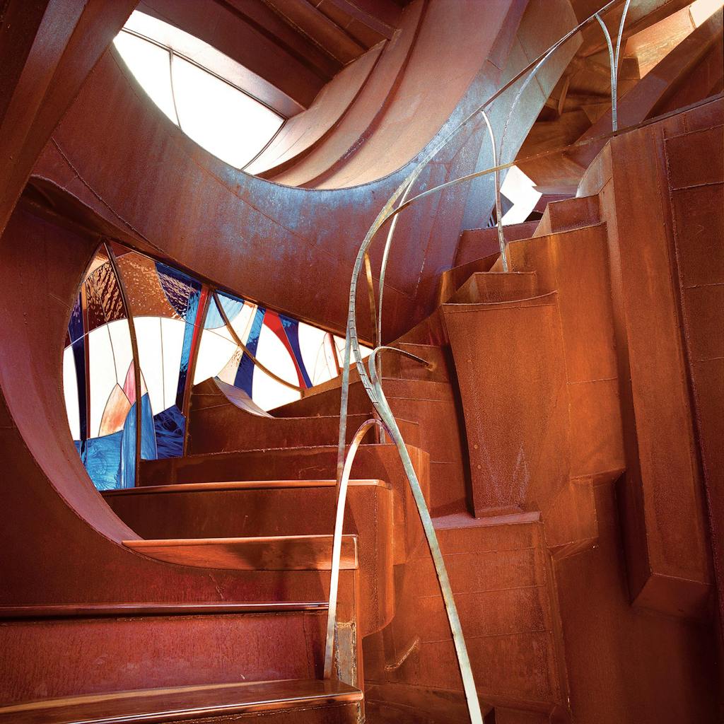 An interior stairwell.