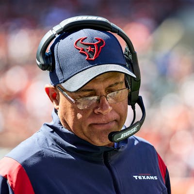 Houston Texans head coach David Culley on the sideline against the Cleveland Browns.