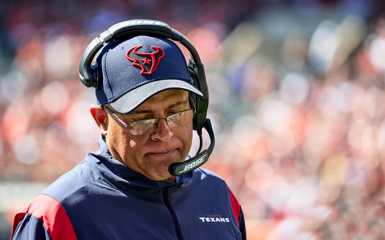 Houston Texans head coach David Culley on the sideline against the Cleveland Browns.