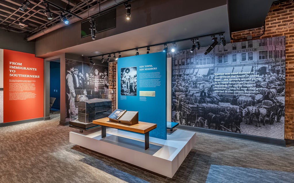 The Museum of the Southern Jewish Experience features Texas history throughout its galleries, including on the section related to internal migration, pictured here.