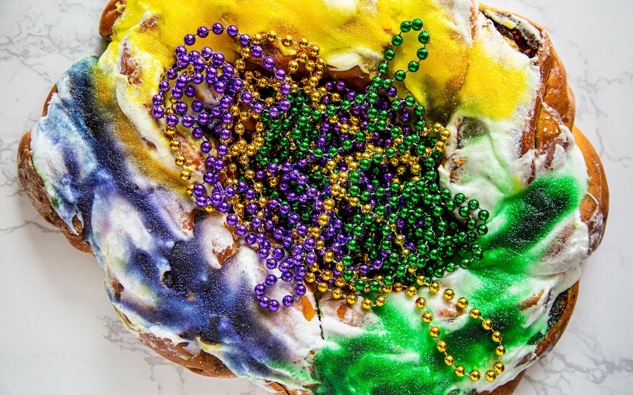 A traditional king cake from Rao’s Bakery in southeast Texas.