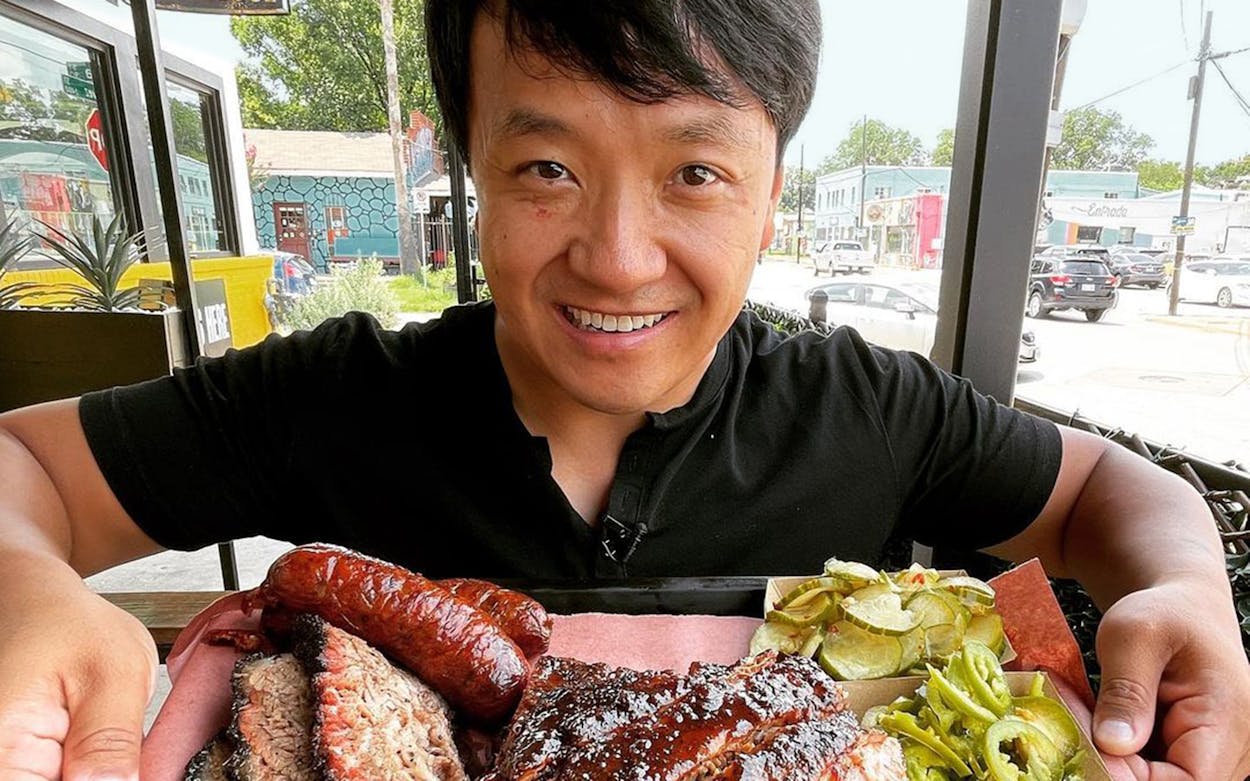 Food Youtuber Mikey Chen at La Barbecue in Austin in August 2021.