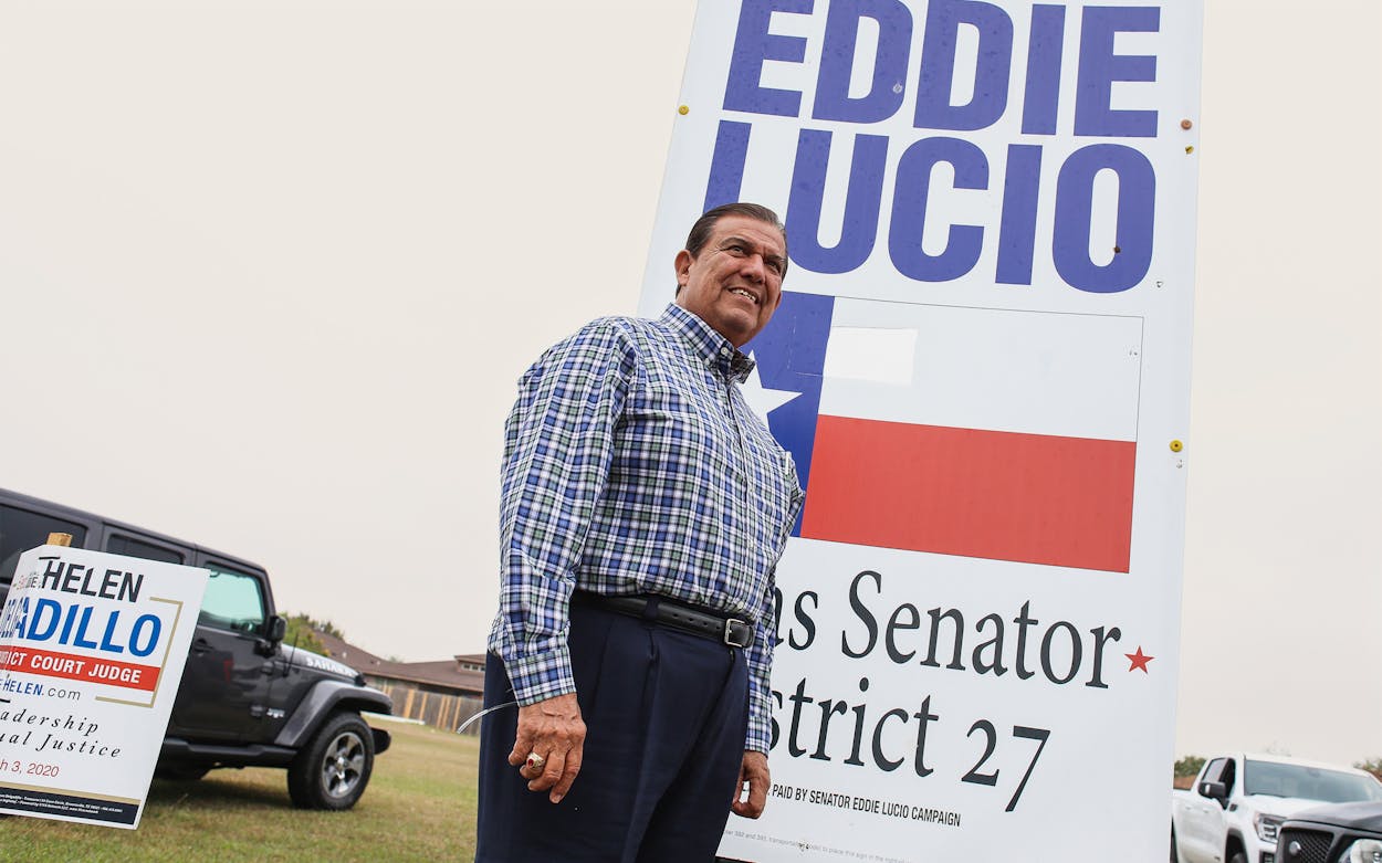 State Senator Eddie Lucio Jr. on the campaign trail.