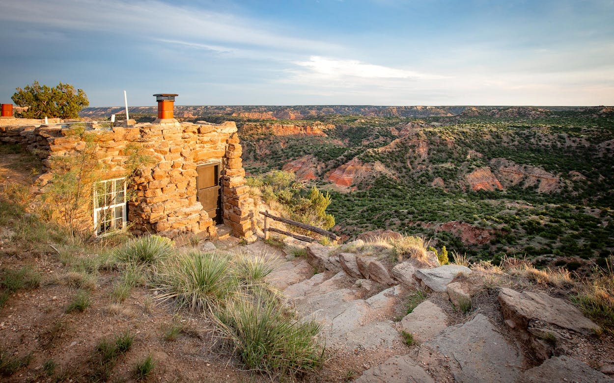 Stone cabins at Palo Duro Canyon State Park.