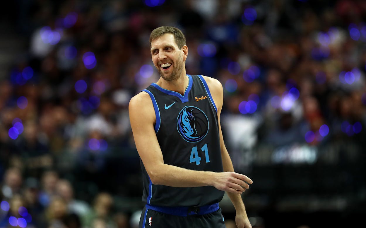Dirk Nowitzki of the Dallas Mavericks at American Airlines Center in 2018.