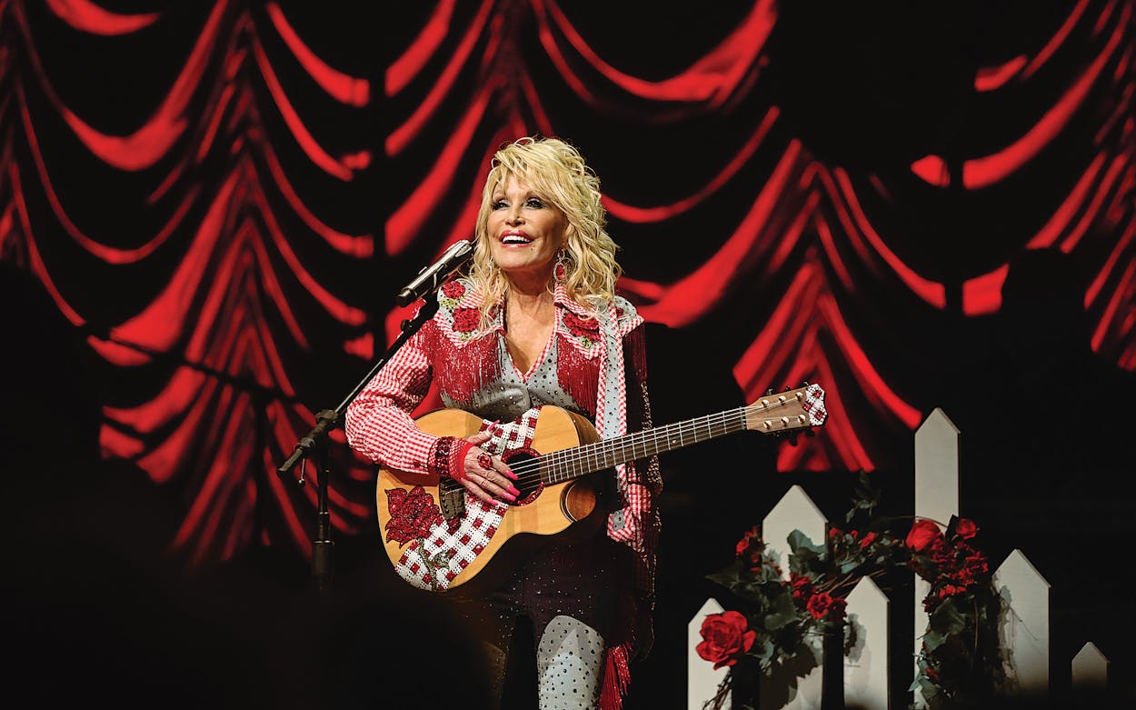Dolly Parton performs on stage at ACL Live during Blockchain Creative Labs’ Dollyverse event at SXSW on March 18, 2022.