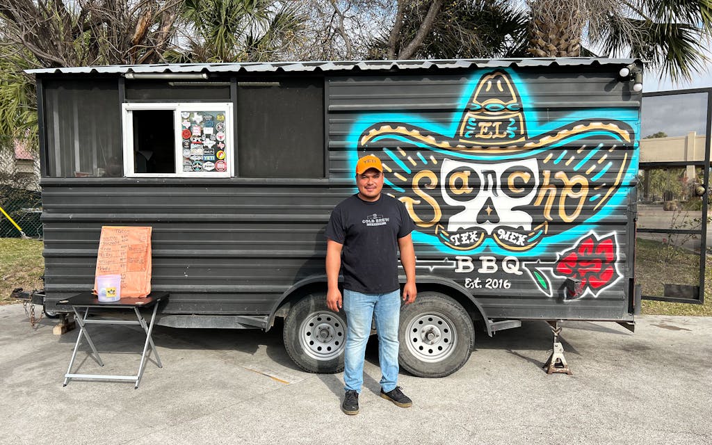Daniel Sanchez outside the El Sancho food truck in Mission, TX. 