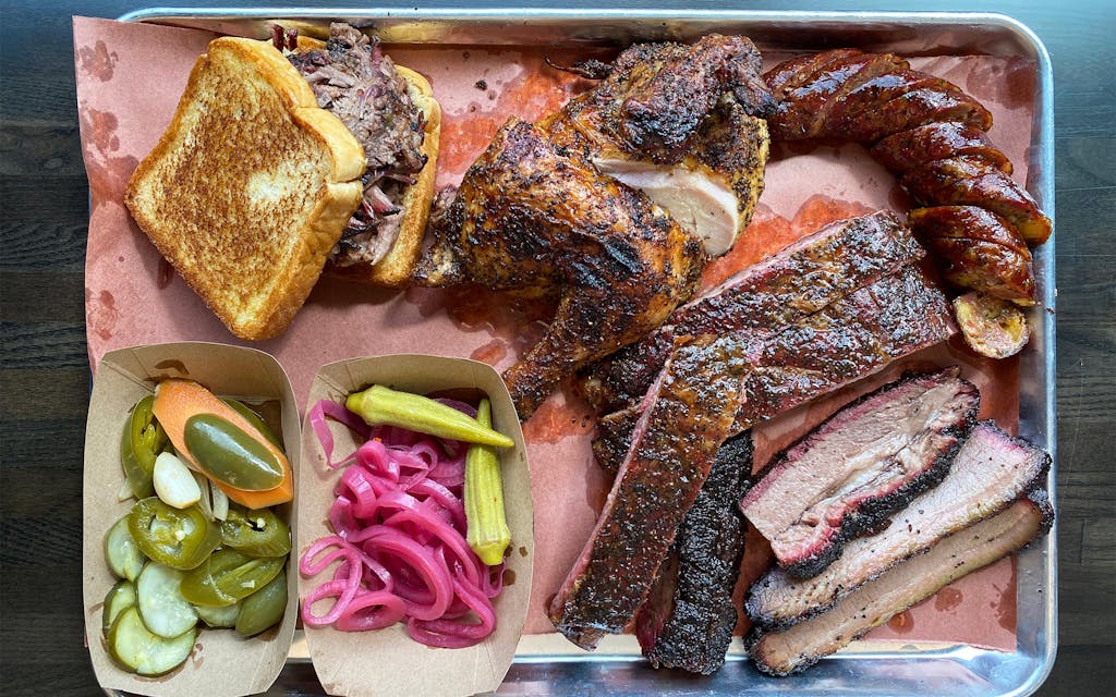 A variety of meats at J-Bar-M BBQ in Houston.