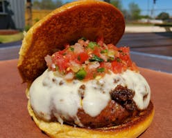 The choriqueso smoked burger.