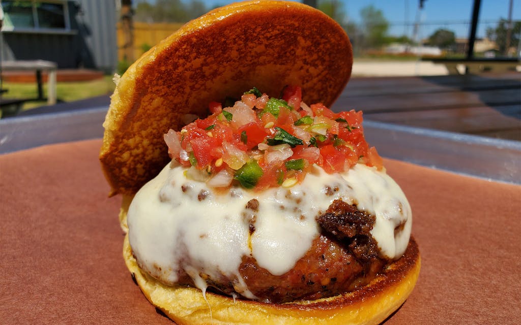 The choriqueso smoked burger.