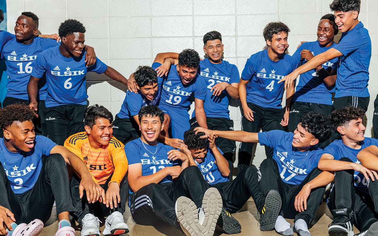 The Elsik Rams in their locker room before a game on March 4, 2022.