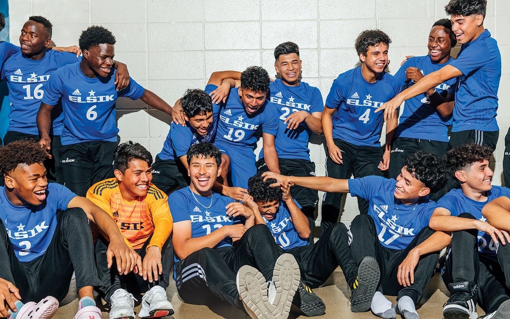 The Elsik Rams in their locker room before a game on March 4, 2022.