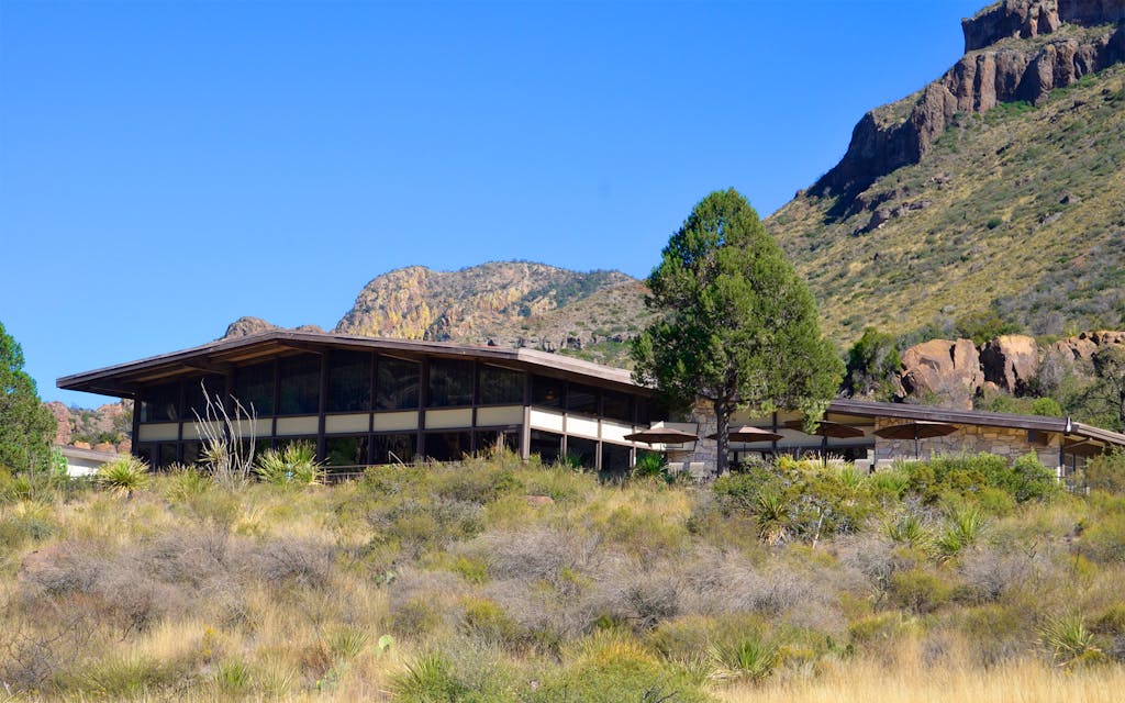 The Chisos Mountains Lodge main building in Big Bend National Park.