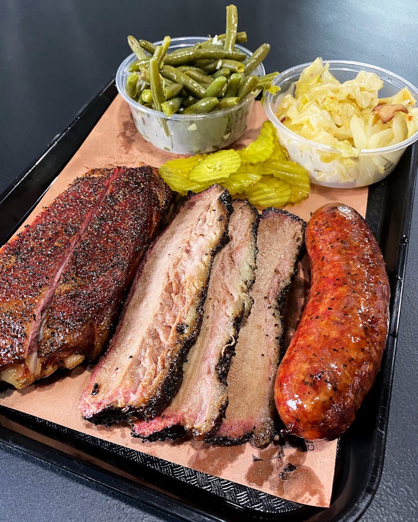 The spare ribs, brisket, and sausage. 
