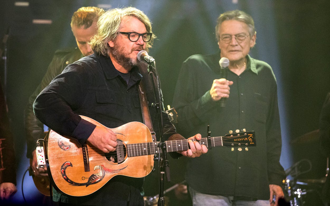 Jeff Tweedy and Terry Allen perform at the 2021 Austin City Limits Hall of Fame induction ceremony on October 28, 2021.