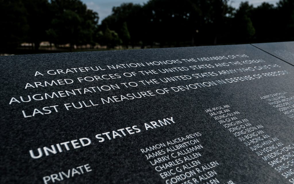 Names on the Wall of Remembrance at the Korean War Veterans Memorial, in Washington, D.C.