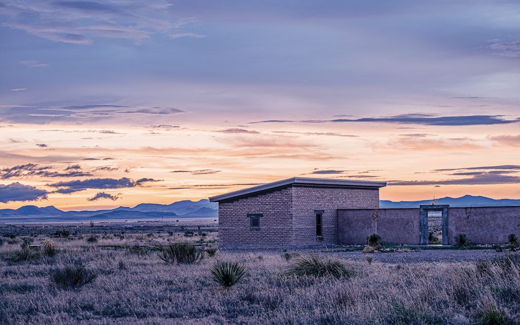 A newly constructed adobe home outside Marfa.